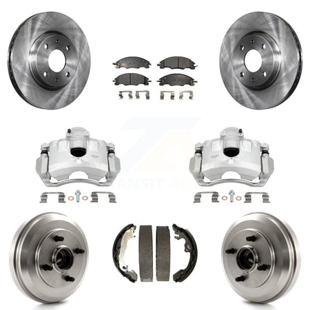 Front Rear Disc Brake Caliper Rotors Drums Ceramic Pads Kit (8Pc) For Ford Focus KC8-100844T