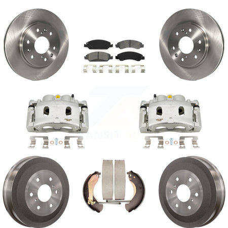 Front Rear Brake Caliper Rotors Drum Semi-Metallic Pad Kit (8Pc) For Chevrolet Silverado KC8-100845S