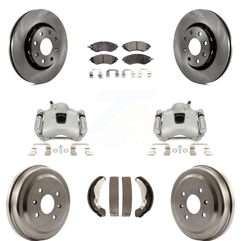 Front Rear Disc Brake Caliper Rotors Drums Semi-Metallic Pads Kit (8Pc) For Chevrolet Aveo Spark Aveo5 Pontiac G3 Suzuki Wave Wave5 Swift+ KC8-100847P