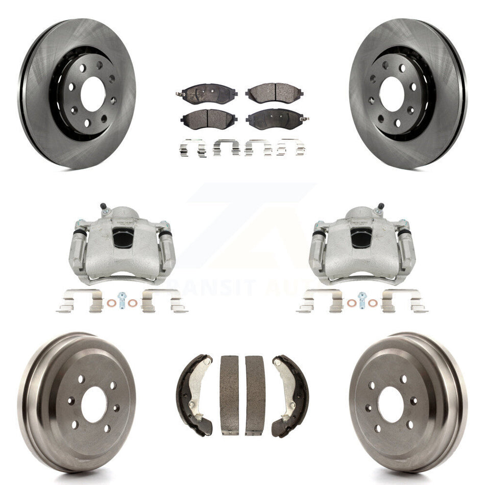 Front Rear Disc Brake Caliper Rotors Drums Semi-Metallic Pads Kit (8Pc) For Chevrolet Aveo Spark Aveo5 Pontiac G3 Suzuki Wave Wave5 Swift+ KC8-100847P