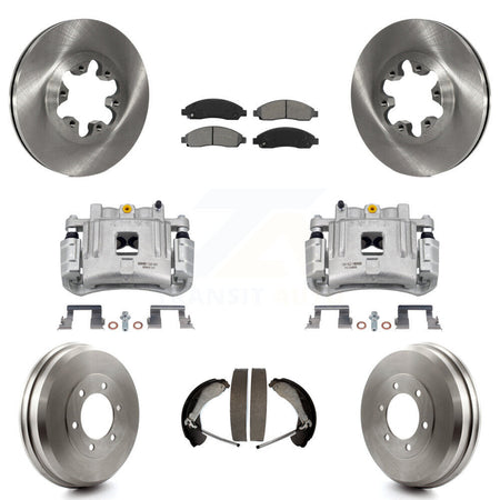 Front Rear Brake Caliper Rotors Drum Semi-Metallic Pads Kit (8Pc) For Chevrolet Colorado KC8-100847S