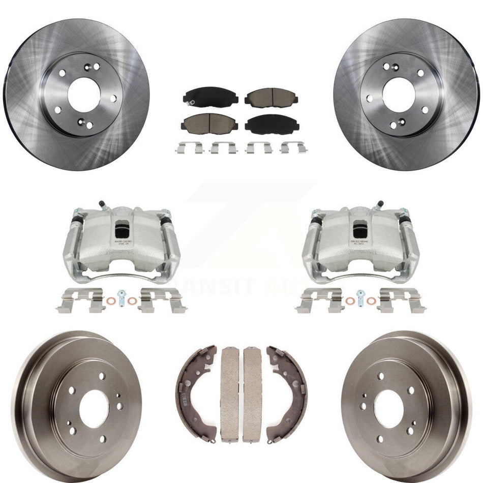Front Rear Disc Brake Caliper Rotors Drums Ceramic Pads Kit (8Pc) For 2011 Honda Civic GX with 1.8L KC8-100848C