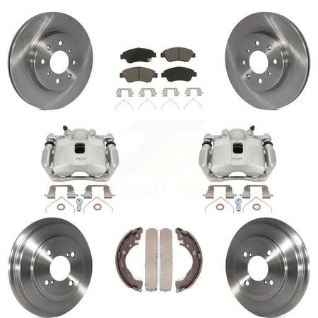 Front Rear Disc Brake Caliper Rotors Drums Ceramic Pads Kit (8Pc) For 2015-2020 Honda Fit KC8-100849C by Transit Auto