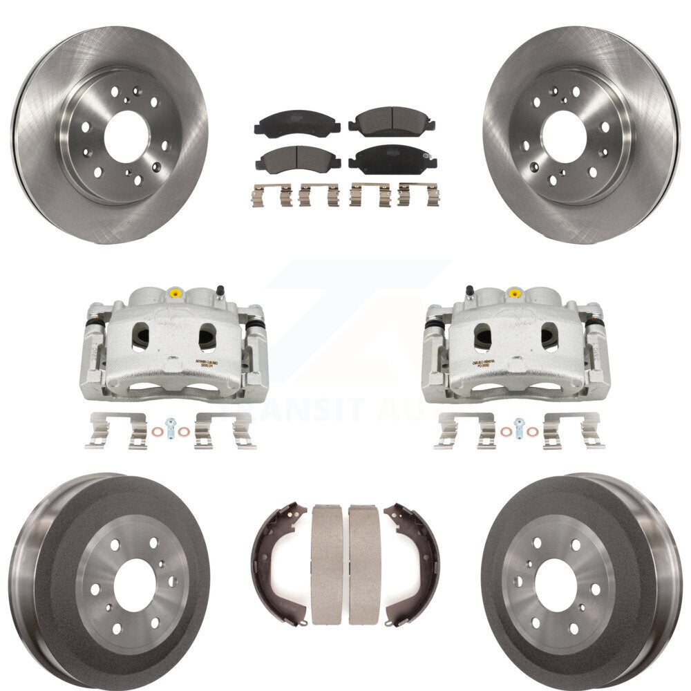 Front Rear Brake Caliper Rotors Drum Ceramic Pad Kit (8Pc) For GMC Sierra 1500 Chevrolet KC8-100849T
