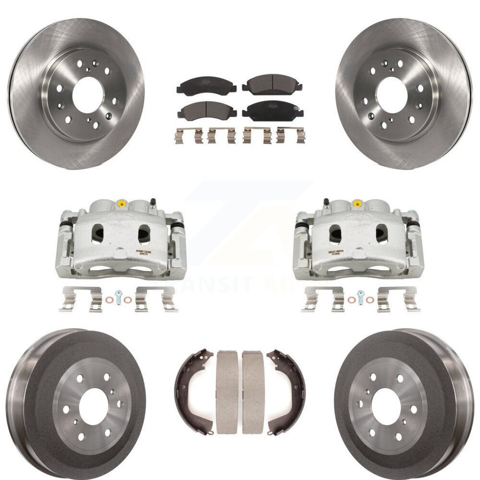 Front Rear Brake Caliper Rotors Drum Ceramic Pad Kit (8Pc) For GMC Sierra 1500 Chevrolet KC8-100849T