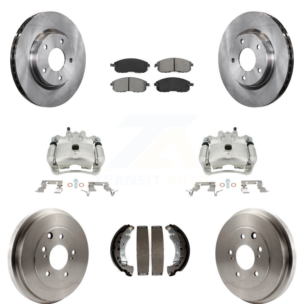 Front Rear Disc Brake Caliper Rotors Drums Semi-Metallic Pads Kit (8Pc) For Nissan Sentra KC8-100850S by Transit Auto