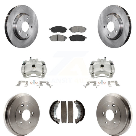 Front Rear Disc Brake Caliper Rotors Drums Semi-Metallic Pads Kit (8Pc) For Nissan Sentra KC8-100850S by Transit Auto