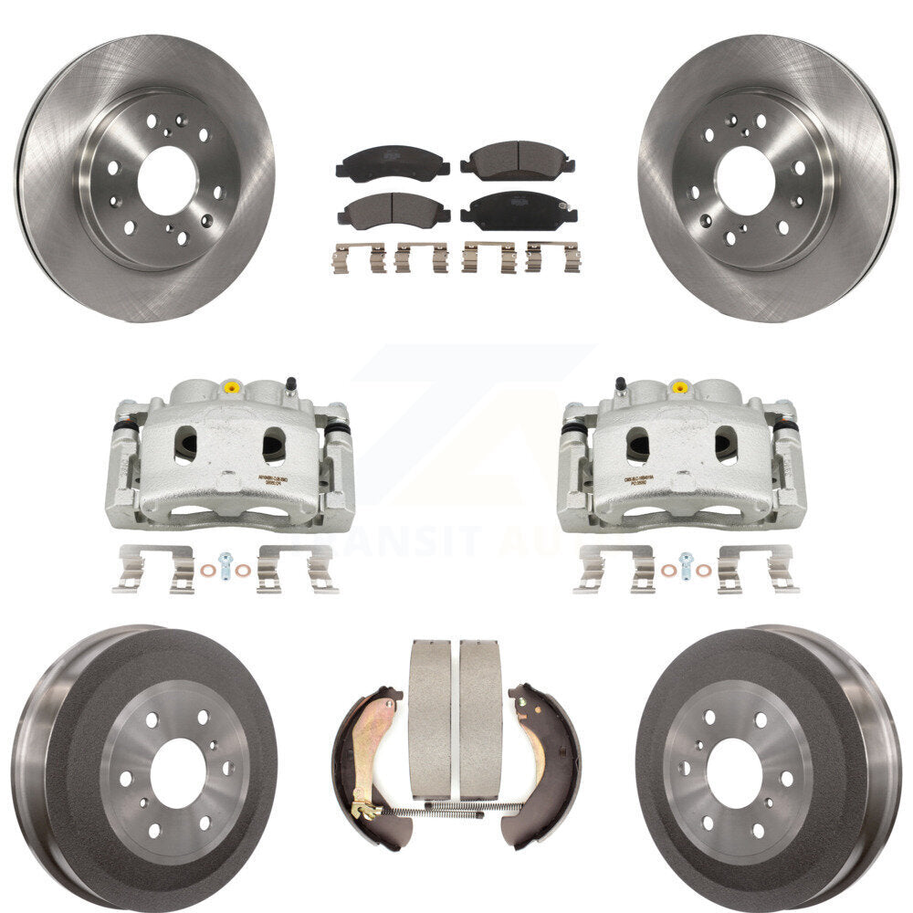 Front Rear Brake Caliper Rotors Drum Ceramic Pads Kit (8Pc) For Chevrolet Silverado 1500 KC8-100850T
