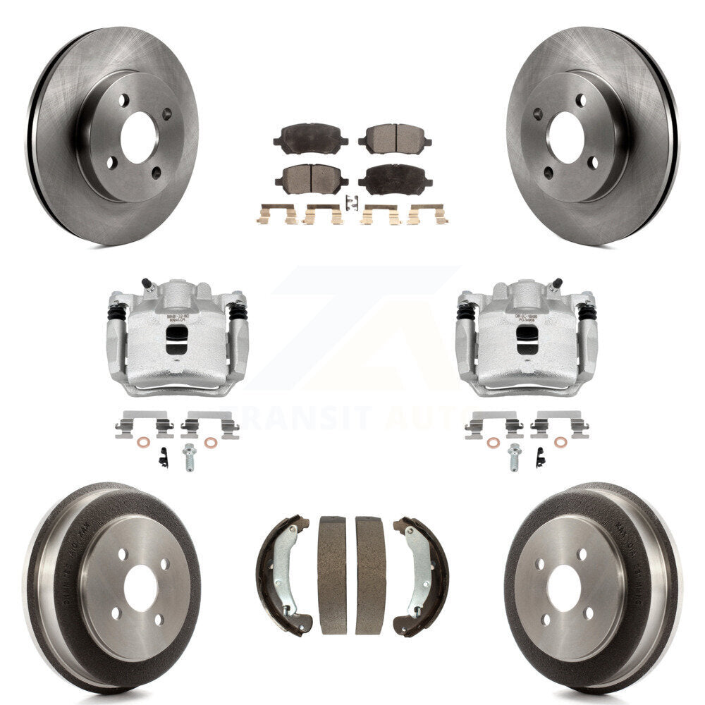 Front Rear Brake Caliper Rotor Drum Semi-Metallic Pad Kit (8Pc) For Saturn Ion Chevrolet KC8-100852P