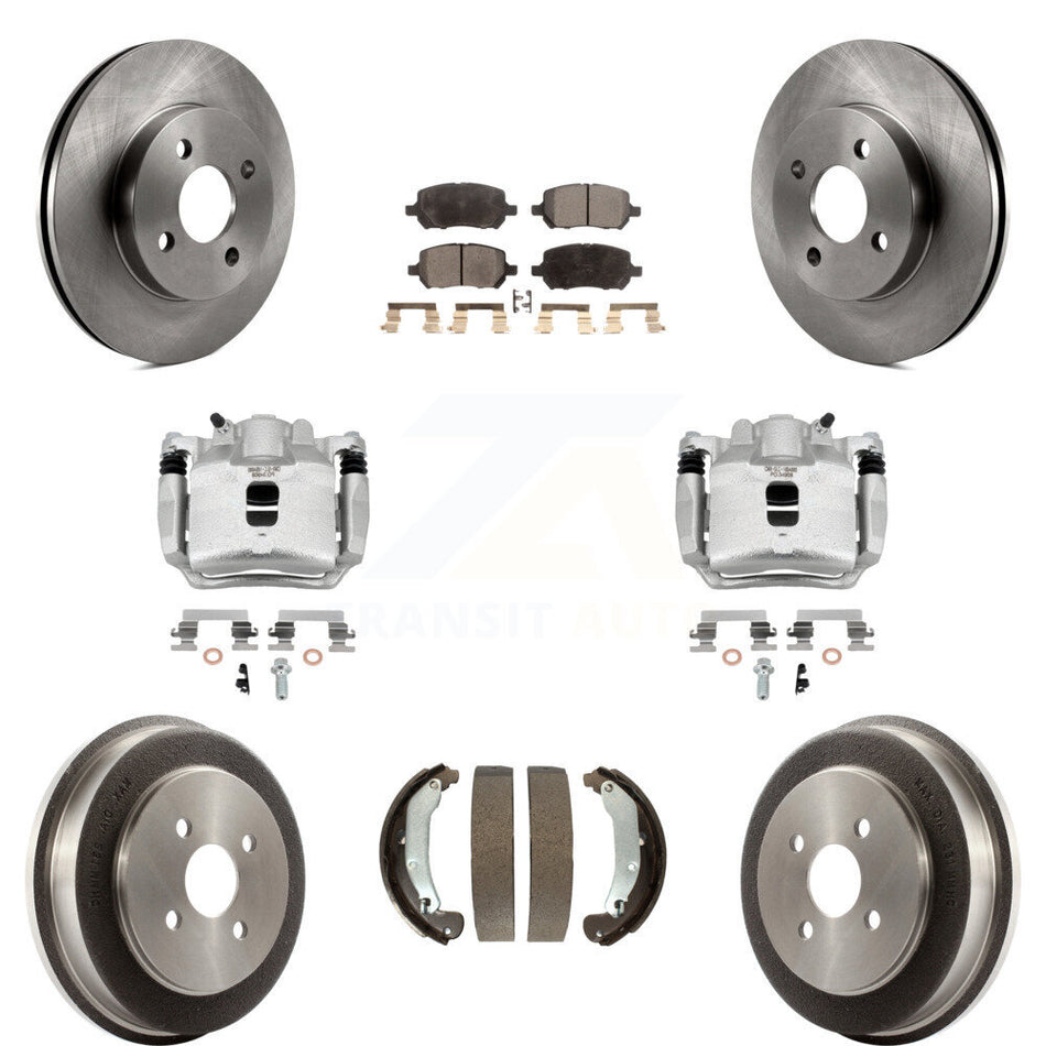 Front Rear Brake Caliper Rotor Drum Semi-Metallic Pad Kit (8Pc) For Saturn Ion Chevrolet KC8-100852P