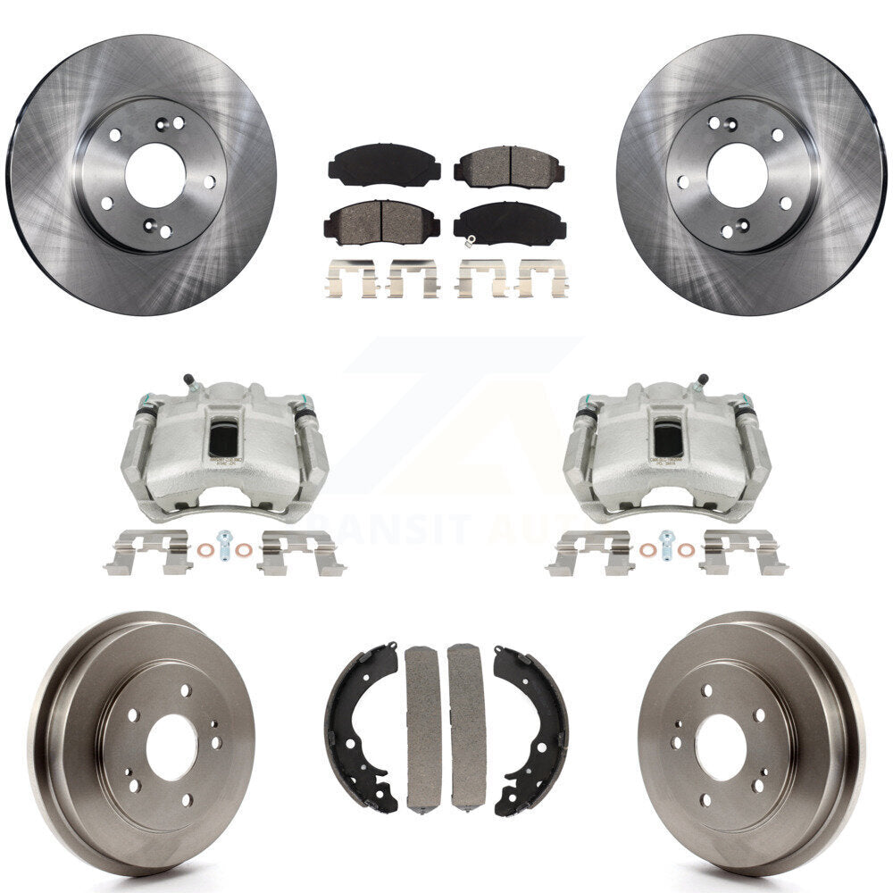 Front Rear Disc Brake Caliper Rotors Drums Semi-Metallic Pads Kit (8Pc) For 2003-2006 Honda Accord 2.4L Vehicles Built Canadian Market KC8-100852S by Transit Auto