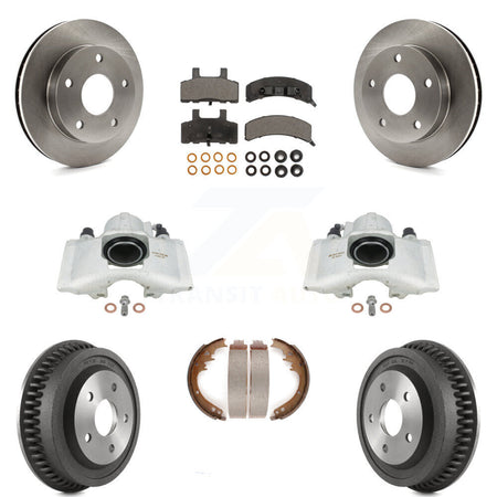 Front Rear Disc Brake Caliper Rotors Drums Ceramic Pads Kit (8Pc) For 1994-1999 Dodge Ram 1500 4WD KC8-100852T by Transit Auto