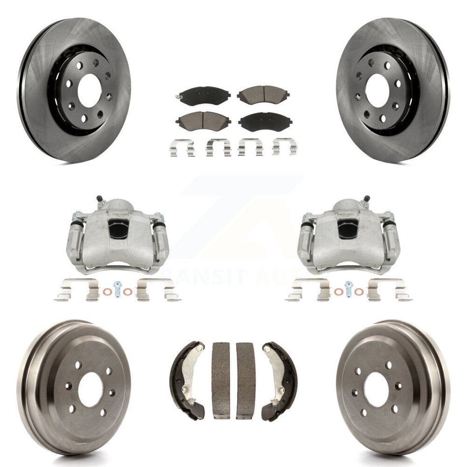 Front Rear Disc Brake Caliper Rotors Drums Ceramic Pads Kit (8Pc) For Chevrolet Aveo Spark Aveo5 Pontiac G3 Suzuki Wave Wave5 Swift+ KC8-100853C