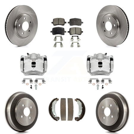 Front Rear Brake Caliper Rotor Drum Semi-Metallic Pad Kit (8Pc) For Pontiac Pursuit 2.2L KC8-100853P