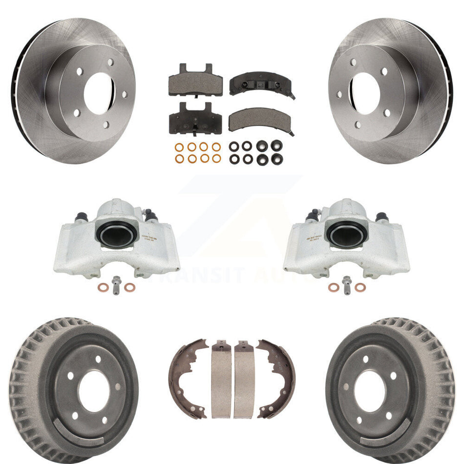 Front Rear Disc Brake Caliper Rotors Drums Ceramic Pads Kit (8Pc) For 1990-2002 Chevrolet Astro GMC Safari AWD KC8-100853T