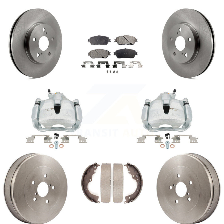 Front Rear Brake Caliper Rotors Drum Semi-Metallic Pad Kit (8Pc) For 04-10 Toyota Sienna KC8-100854P