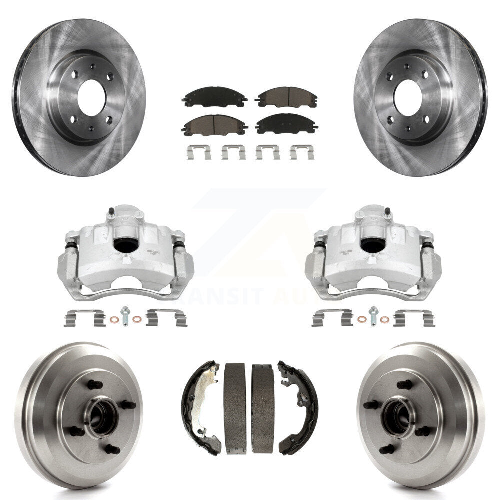 Front Rear Disc Brake Caliper Rotors Drums Ceramic Pads Kit (8Pc) For Ford Focus KC8-100855C