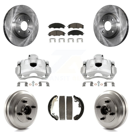 Front Rear Disc Brake Caliper Rotors Drums Ceramic Pads Kit (8Pc) For Ford Focus KC8-100855C
