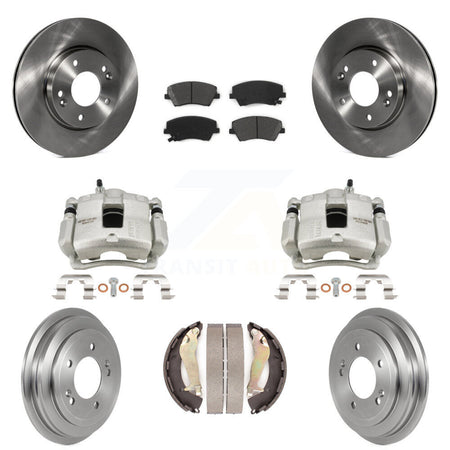 Front Rear Disc Brake Caliper Rotor Drum Semi-Metallic Pad Kit (8Pc) For Hyundai Elantra KC8-100856S