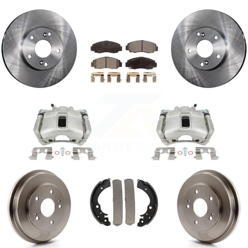 Front Rear Disc Brake Caliper Rotors Drums Semi-Metallic Pads Kit (8Pc) For 2003-2006 Honda Accord 2.4L Vehicles Built Canadian Market KC8-100857P by Transit Auto