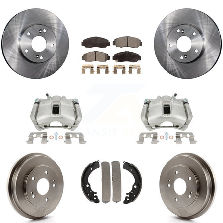 Front Rear Disc Brake Caliper Rotors Drums Semi-Metallic Pads Kit (8Pc) For 2003-2006 Honda Accord 2.4L Vehicles Built Canadian Market KC8-100857P by Transit Auto