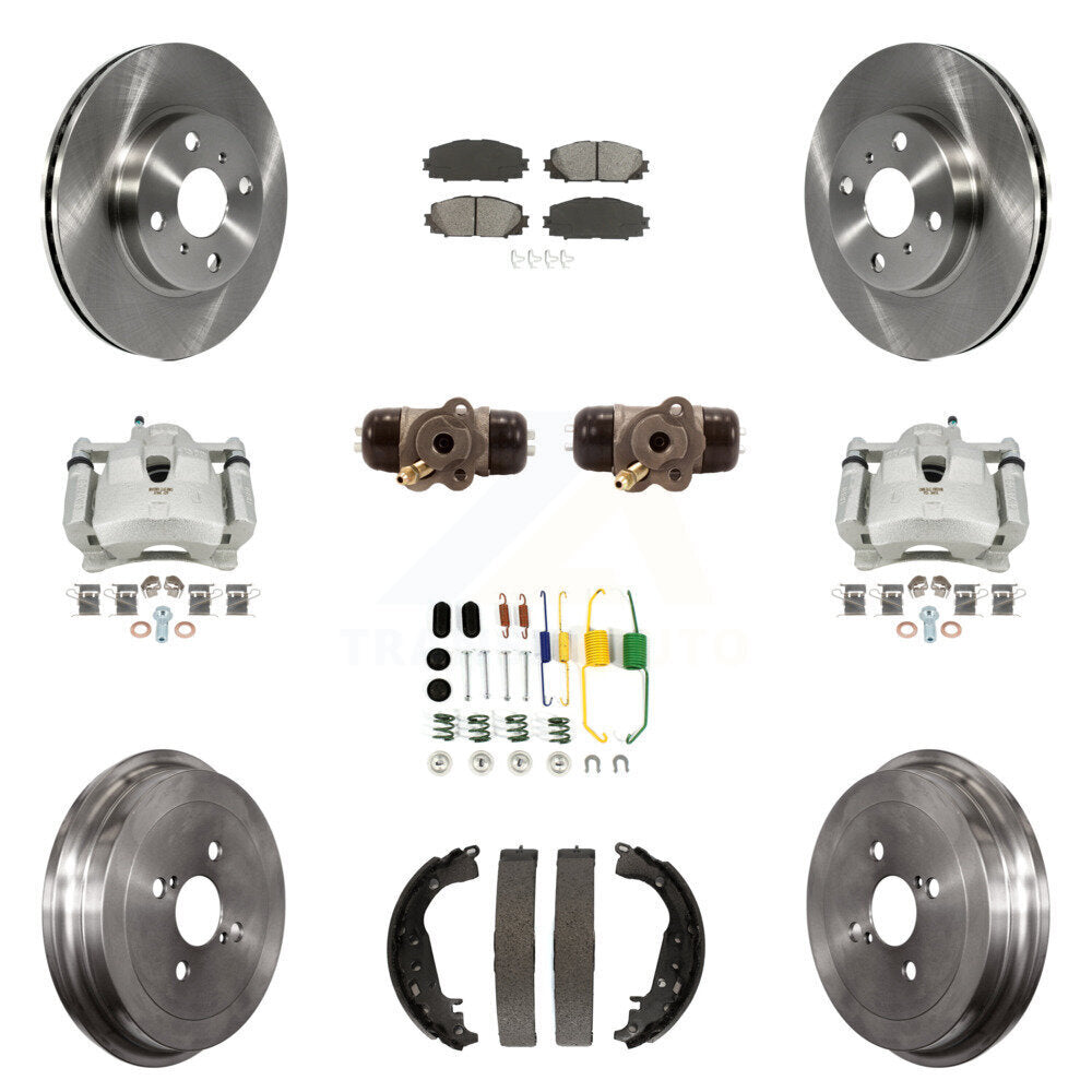 Front Rear Disc Brake Caliper Rotors Drum Semi-Metallic Pad Shoe Cylinder Kit (11Pc) For KC8-100857S