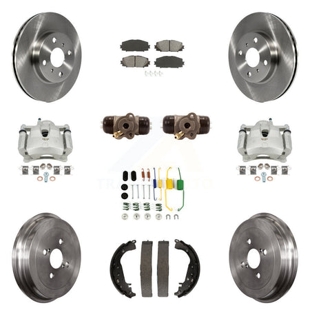 Front Rear Disc Brake Caliper Rotors Drum Semi-Metallic Pad Shoe Cylinder Kit (11Pc) For KC8-100857S