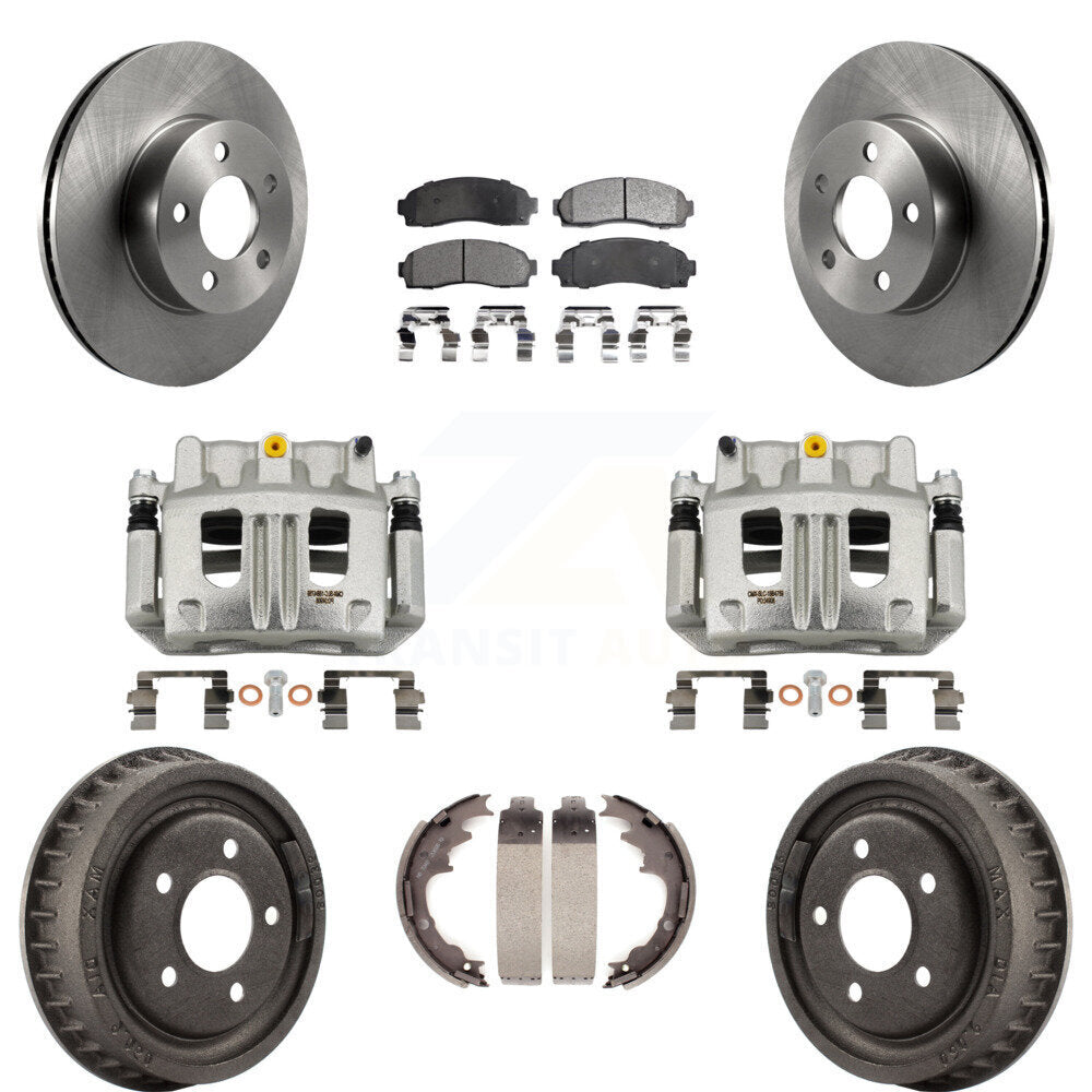 Front Rear Brake Caliper Rotors Drums Ceramic Pads Kit (8Pc) For Ford Ranger Mazda B4000 KC8-100857T