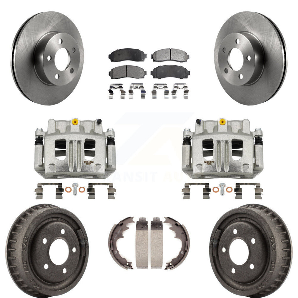 Front Rear Brake Caliper Rotors Drums Ceramic Pads Kit (8Pc) For Ford Ranger Mazda B4000 KC8-100857T