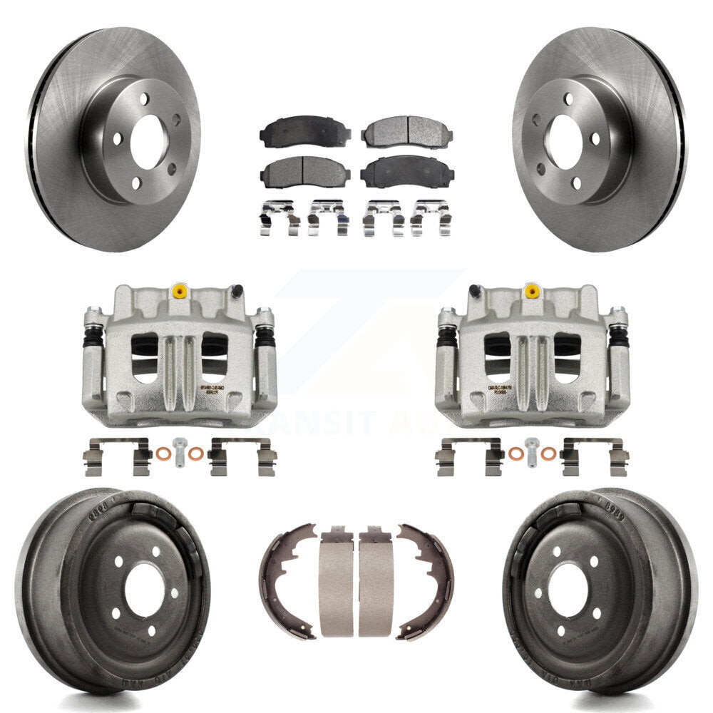 Front Rear Brake Caliper Rotors Drums Ceramic Pads Kit (8Pc) For Ford Ranger Mazda B4000 KC8-100858T