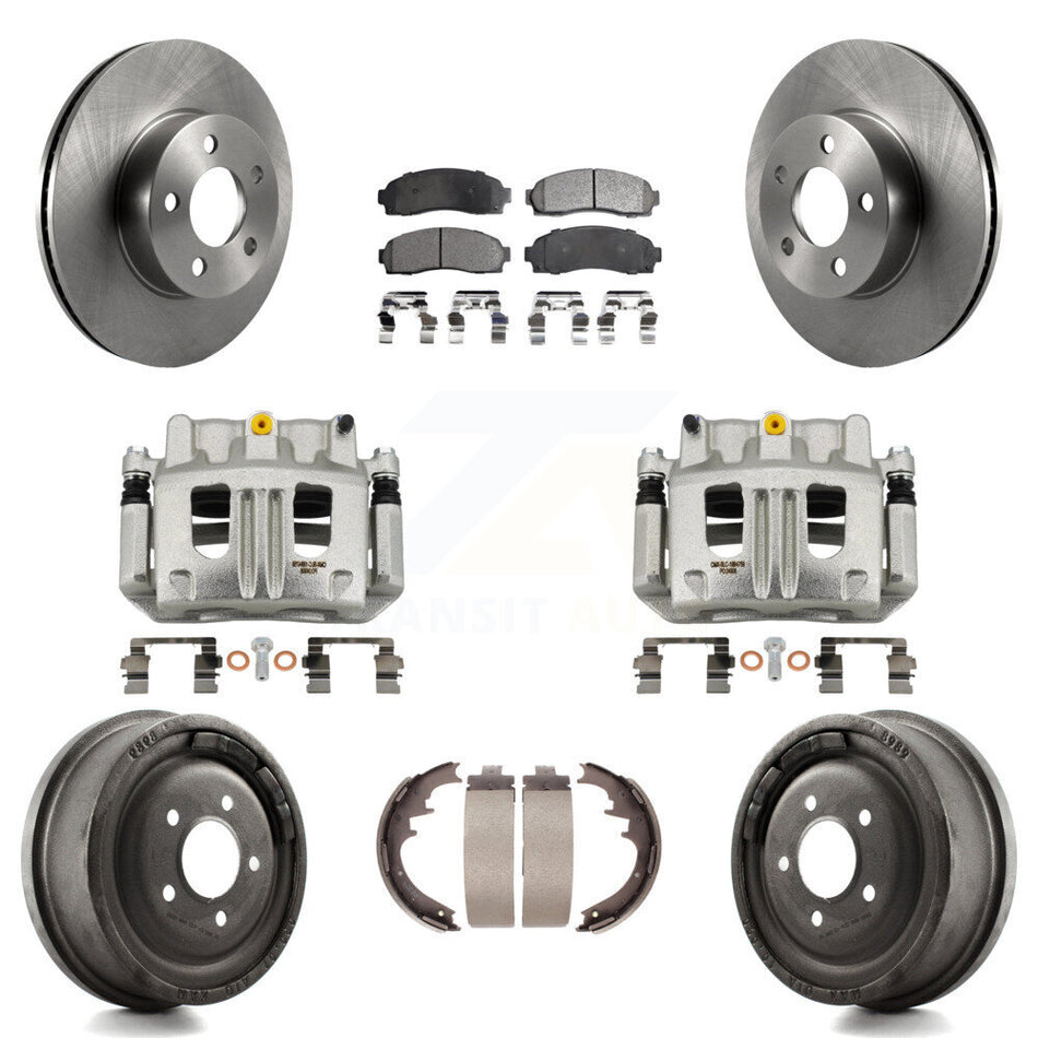 Front Rear Brake Caliper Rotors Drums Ceramic Pads Kit (8Pc) For Ford Ranger Mazda B4000 KC8-100858T