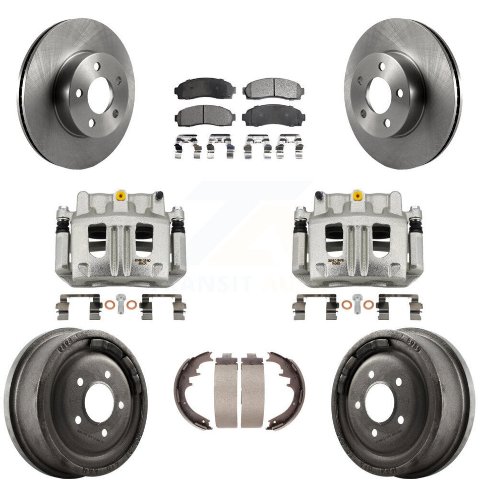 Front Rear Brake Caliper Rotors Drums Ceramic Pads Kit (8Pc) For Ford Ranger Mazda B4000 KC8-100858T