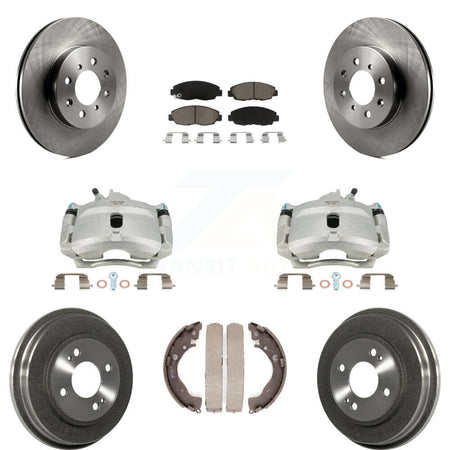 Front Rear Disc Brake Caliper Rotors Drums Ceramic Pads Kit (8Pc) For Honda Insight KC8-100859C by Transit Auto