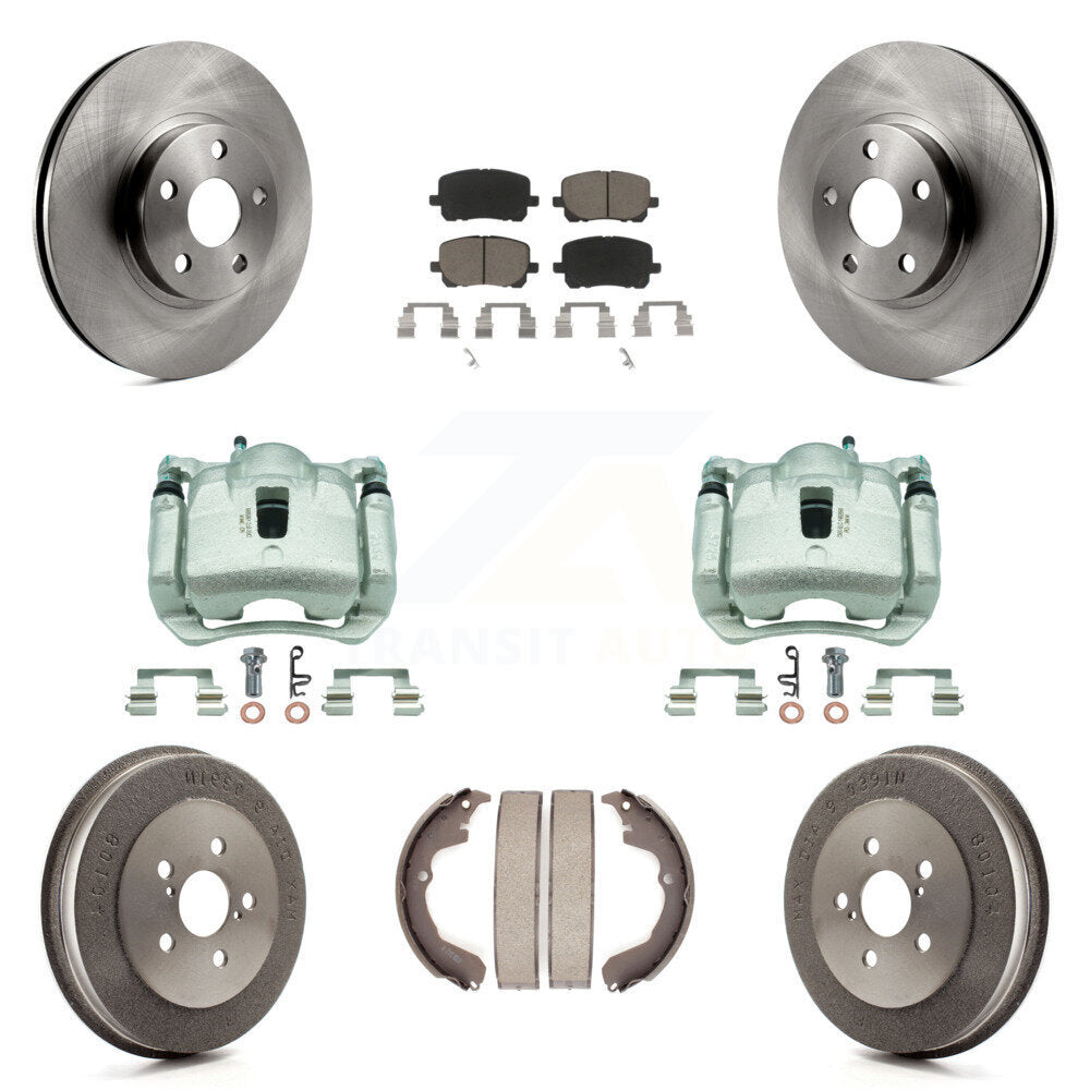 Front Rear Brake Caliper Rotor Drum Ceramic Pad Kit (8Pc) For Toyota Matrix Pontiac Vibe KC8-100860C