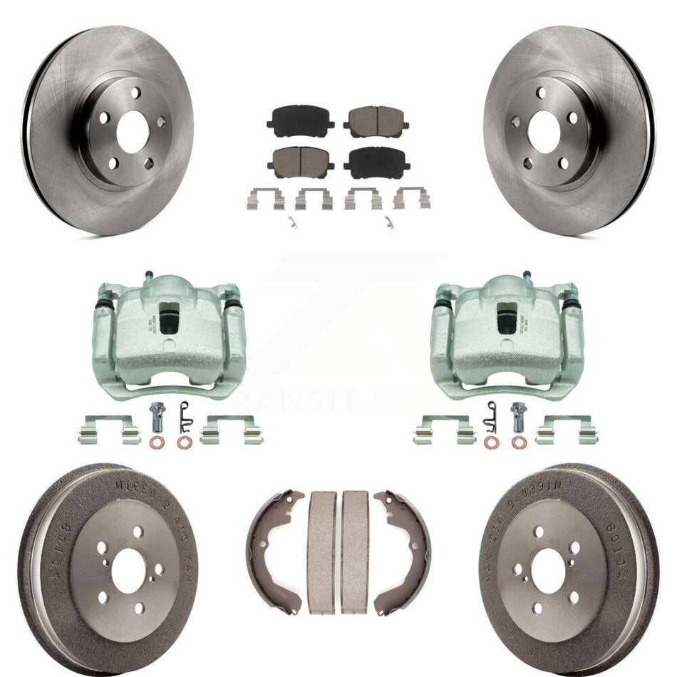 Front Rear Brake Caliper Rotor Drum Ceramic Pad Kit (8Pc) For Toyota Matrix Pontiac Vibe KC8-100860C
