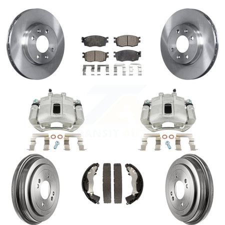 Front Rear Disc Brake Caliper Rotors Drums Semi-Metallic Pads Kit (8Pc) For Hyundai Accent Kia Rio Rio5 KC8-100860P by Transit Auto