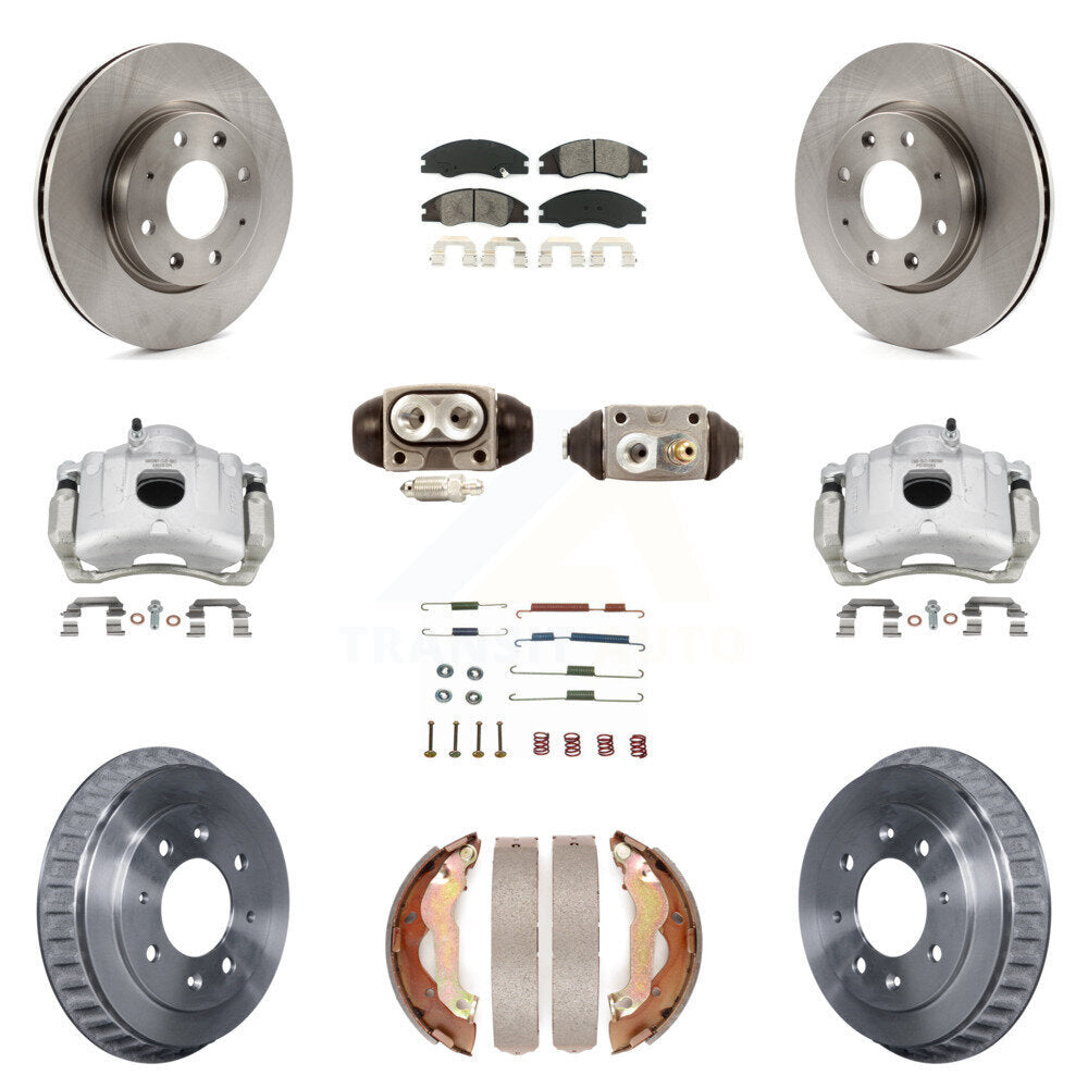 Front Rear Disc Brake Caliper Rotors Drum Semi-Metallic Pad Shoe Cylinder Kit (11Pc) For KC8-100860S