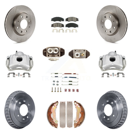 Front Rear Disc Brake Caliper Rotors Drum Semi-Metallic Pad Shoe Cylinder Kit (11Pc) For KC8-100860S