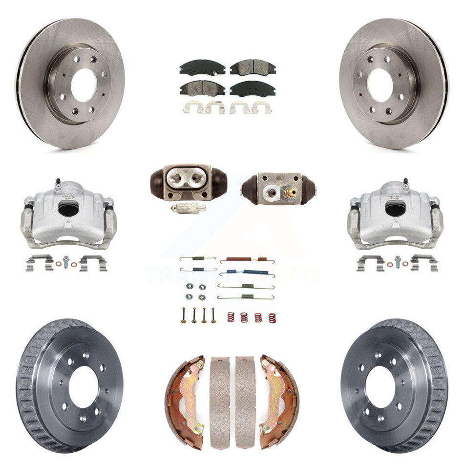 Front Rear Disc Brake Caliper Rotors Drum Semi-Metallic Pad Shoe Cylinder Kit (11Pc) For KC8-100860S