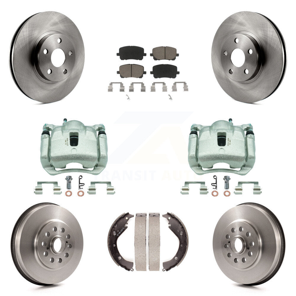 Front Rear Brake Caliper Rotor Drum Ceramic Pad Kit (8Pc) For Toyota Matrix Pontiac Vibe KC8-100861C
