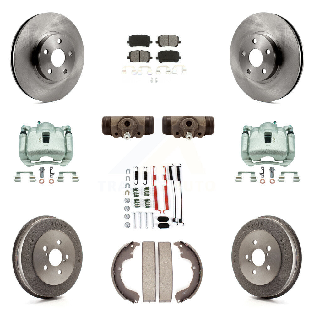 Front Rear Brake Caliper Rotors Drum Semi-Metallic Pad Shoe Cylinder Kit (11Pc) For Vibe KC8-100861S
