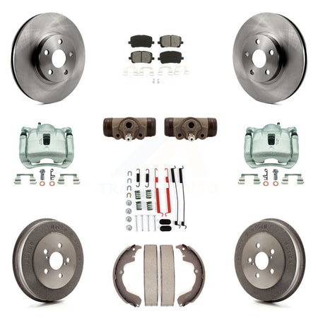 Front Rear Brake Caliper Rotors Drum Semi-Metallic Pad Shoe Cylinder Kit (11Pc) For Vibe KC8-100861S