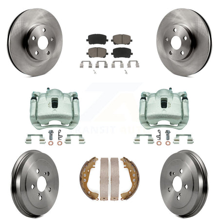 Front Rear Disc Brake Caliper Rotors Drums Ceramic Pads Kit (8Pc) For Toyota Corolla KC8-100862C