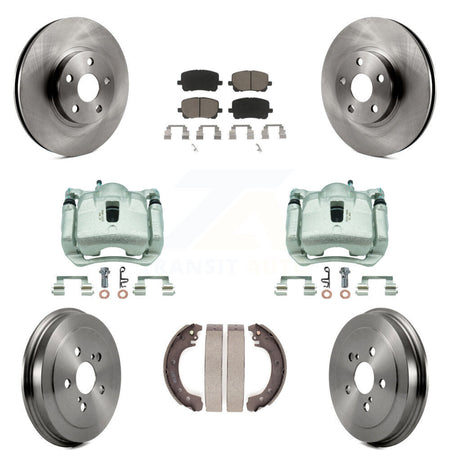 Front Rear Disc Brake Caliper Rotors Drums Ceramic Pads Kit (8Pc) For Toyota Corolla KC8-100863C