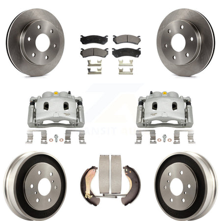 Front Rear Brake Caliper Rotors Drum Ceramic Pads Kit (8Pc) For Chevrolet Silverado 1500 KC8-100863T