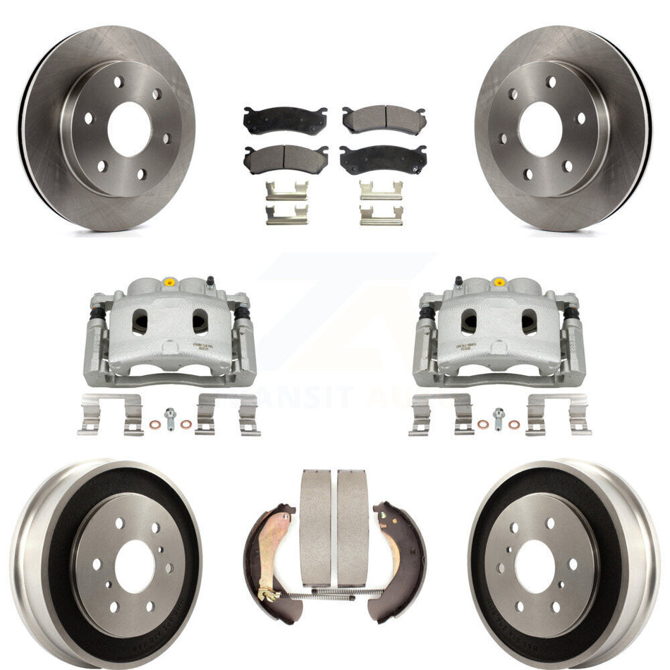 Front Rear Brake Caliper Rotors Drum Ceramic Pads Kit (8Pc) For Chevrolet Silverado 1500 KC8-100863T