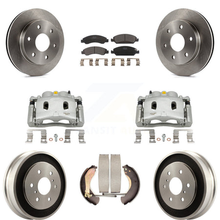 Front Rear Disc Brake Caliper Rotors Drums Ceramic Pads Kit (8Pc) For GMC Sierra 1500 KC8-100864T