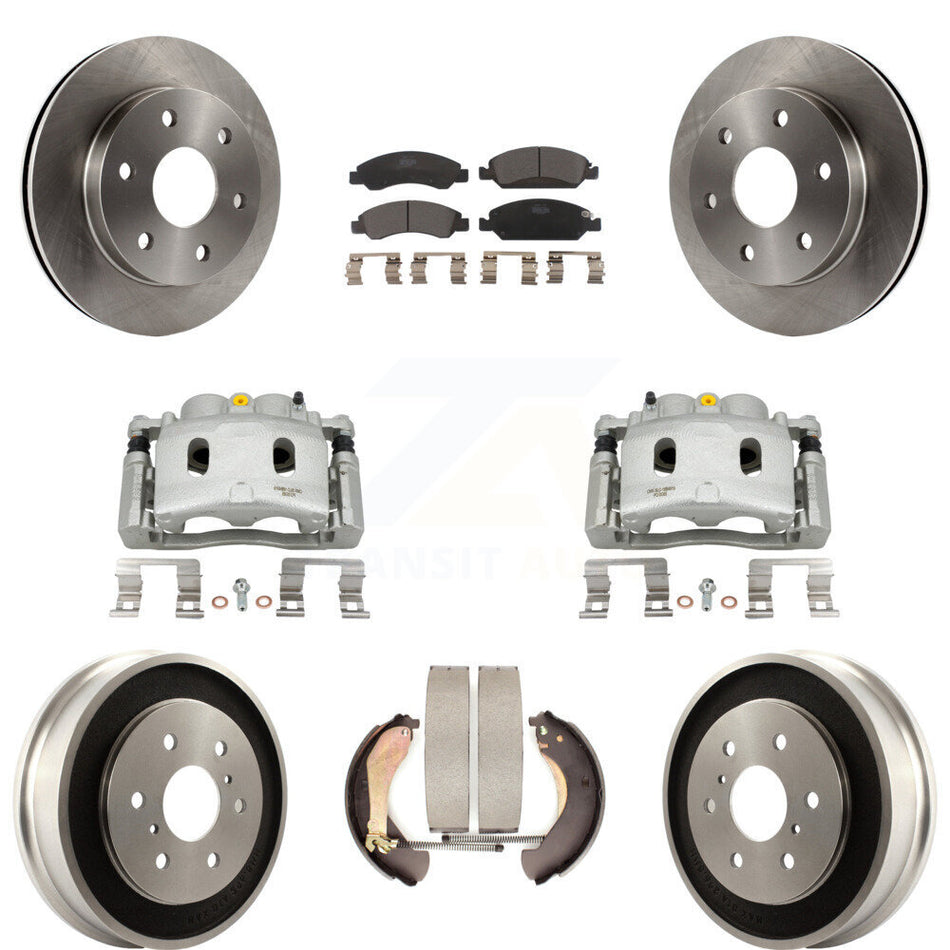 Front Rear Disc Brake Caliper Rotors Drums Ceramic Pads Kit (8Pc) For GMC Sierra 1500 KC8-100864T