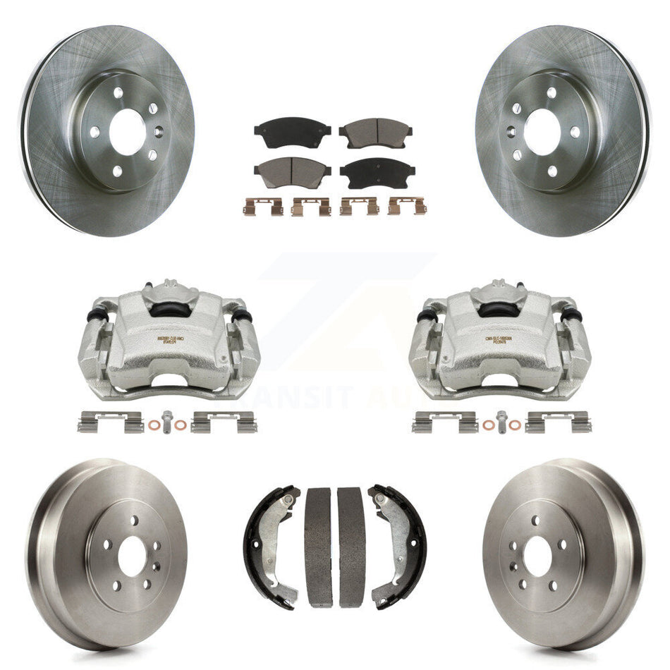Front Rear Disc Brake Caliper Rotors Drums Ceramic Pads Kit (8Pc) For Chevrolet Cruze Limited KC8-100865C