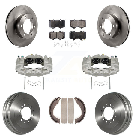 Front Rear Disc Brake Caliper Rotors Drums Ceramic Pads Kit (8Pc) For Toyota Tundra KC8-100865T